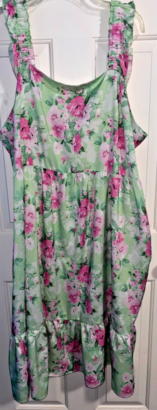 Cottagecore Floral Dress With Pockets Women's 5XL Smocked Tiered Midi Sundress